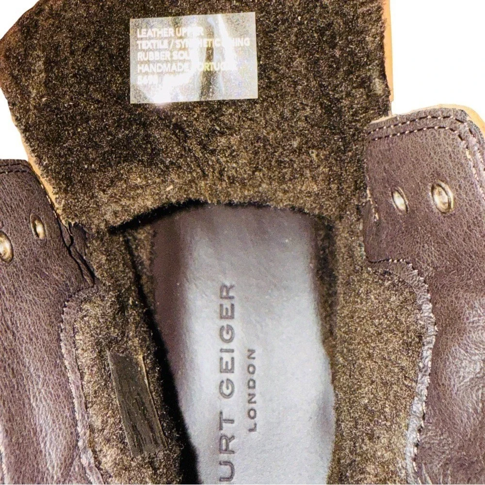 Kurt‎ Geiger Mens Size 10 43.5 Viper Sand Tan Hiker Combat Leather Suede Boots